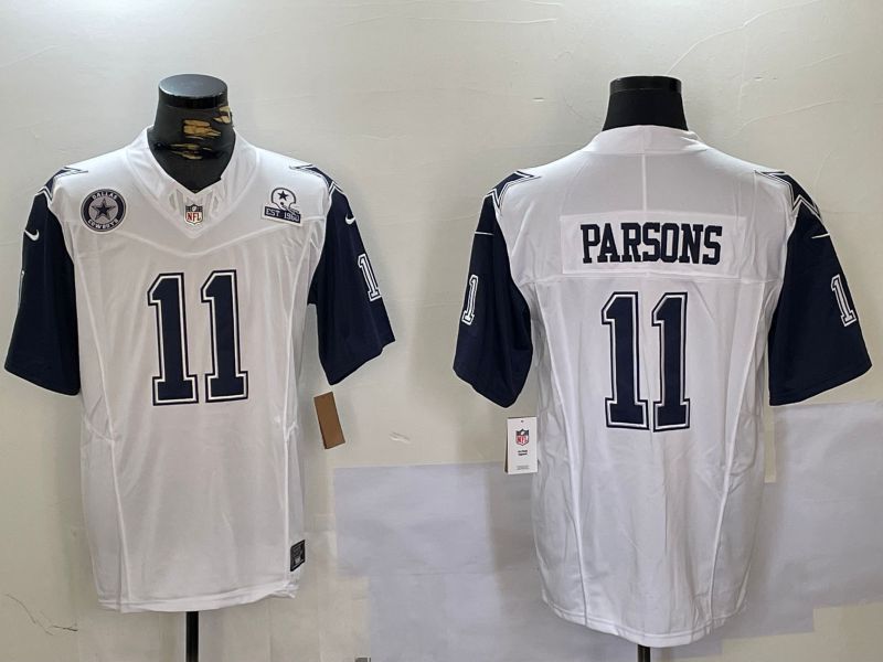 Men Dallas Cowboys #11 Parsons White 2024 Nike Three generations Vapor Limited NFL Jersey style 4